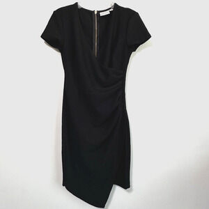 Bisou Bisou Michele Bohbot Sheath Dress Black 2 Short Sleeve Gathered Sexy Party